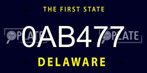 0AB477 Delaware License Plate
