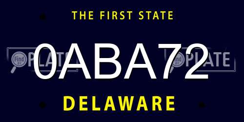 0ABA72 Delaware License Plate