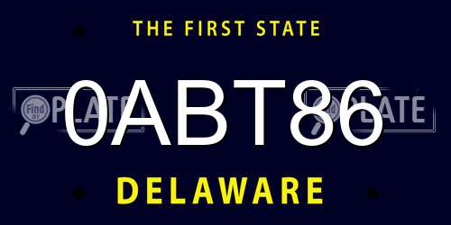 0ABT86 Delaware License Plate