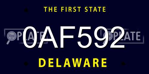 0AF592 Delaware License Plate