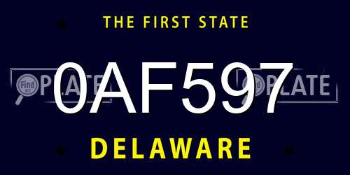 0AF597 Delaware License Plate