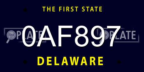 0AF897 Delaware License Plate