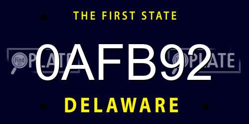 0AFB92 Delaware License Plate