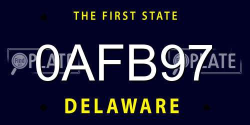 0AFB97 Delaware License Plate