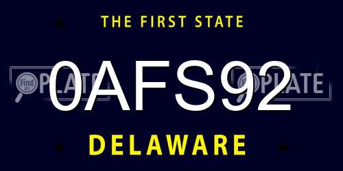 0AFS92 Delaware License Plate