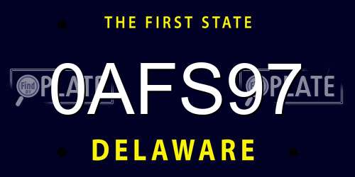 0AFS97 Delaware License Plate