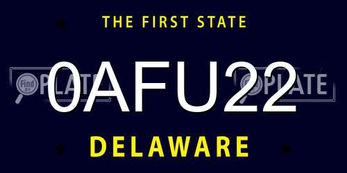 0AFU22 Delaware License Plate