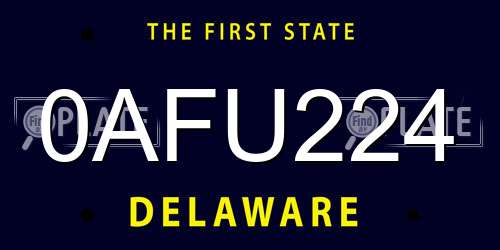 0AFU224 Delaware License Plate