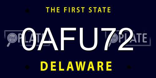 0AFU72 Delaware License Plate