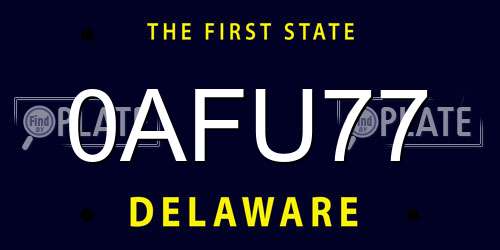 0AFU77 Delaware License Plate