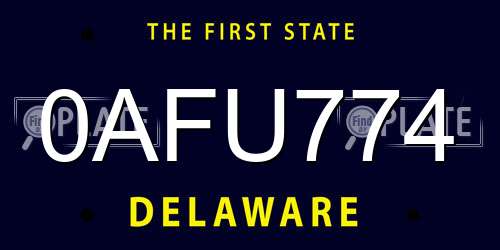 0AFU774 Delaware License Plate