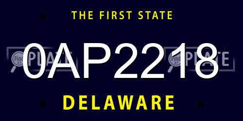 0AP2218 Delaware License Plate