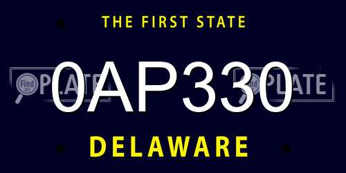 0AP330 Delaware License Plate