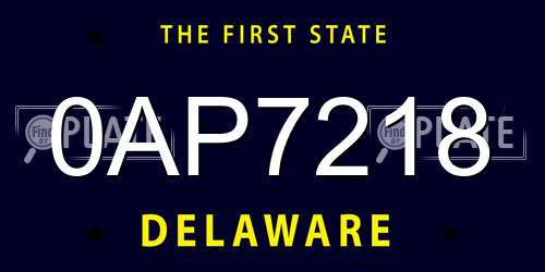 0AP7218 Delaware License Plate