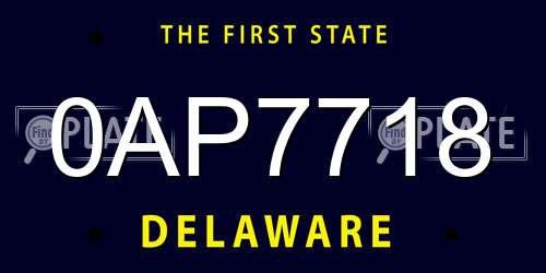 0AP7718 Delaware License Plate