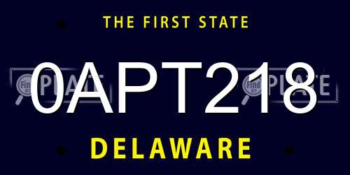 0APT218 Delaware License Plate