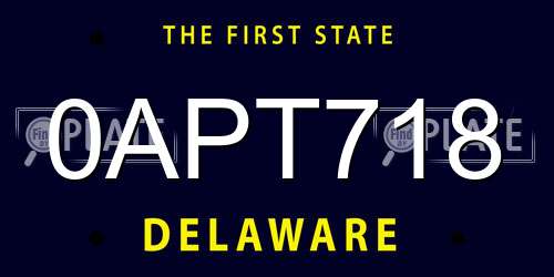 0APT718 Delaware License Plate