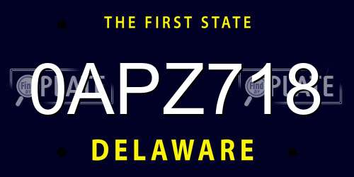 0APZ718 Delaware License Plate