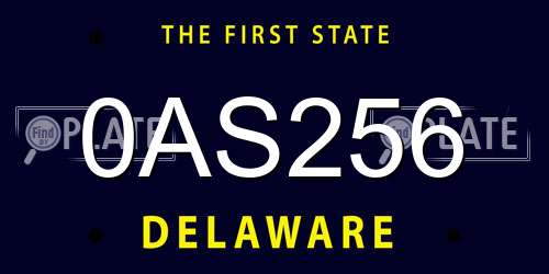 0AS256 Delaware License Plate