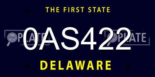 0AS422 Delaware License Plate