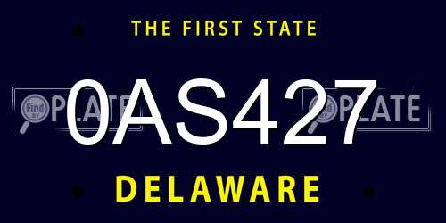 0AS427 Delaware License Plate