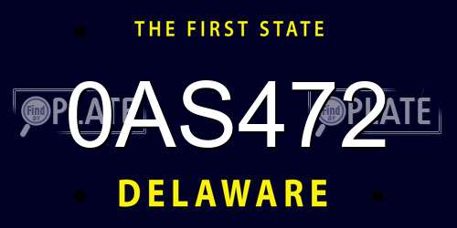 0AS472 Delaware License Plate