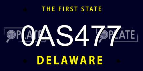 0AS477 Delaware License Plate