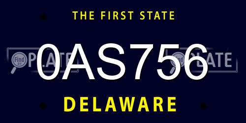 0AS756 Delaware License Plate