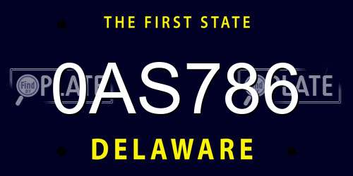 0AS786 Delaware License Plate