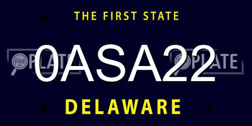 0ASA22 Delaware License Plate