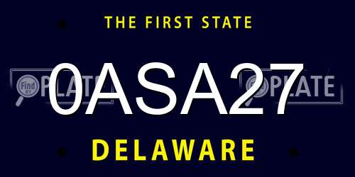 0ASA27 Delaware License Plate