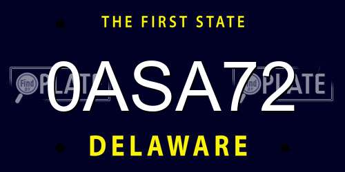 0ASA72 Delaware License Plate