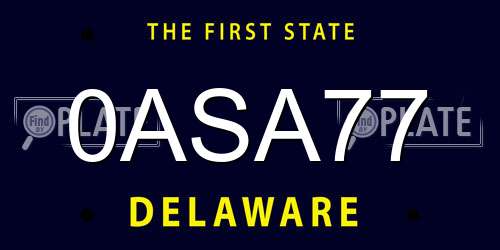 0ASA77 Delaware License Plate