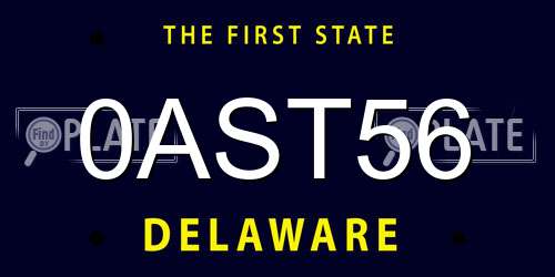 0AST56 Delaware License Plate