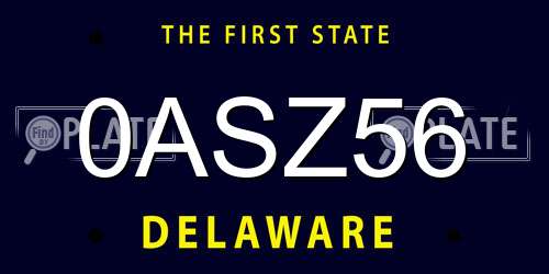 0ASZ56 Delaware License Plate