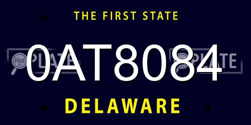 0AT8084 Delaware License Plate