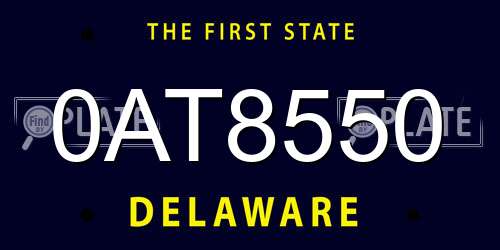0AT8550 Delaware License Plate