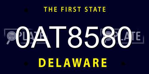 0AT8580 Delaware License Plate