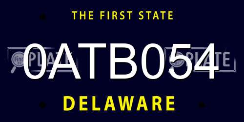 0ATB054 Delaware License Plate