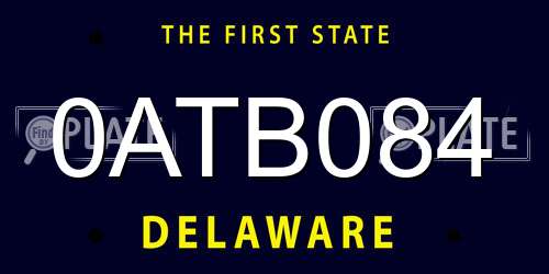 0ATB084 Delaware License Plate