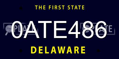 0ATE486 Delaware License Plate