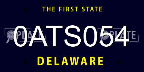 0ATS054 Delaware License Plate