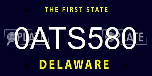 0ATS580 Delaware License Plate