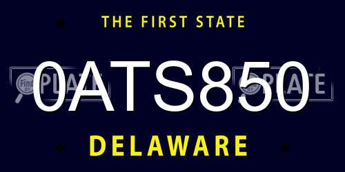 0ATS850 Delaware License Plate
