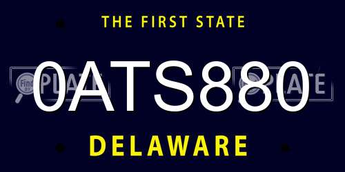 0ATS880 Delaware License Plate