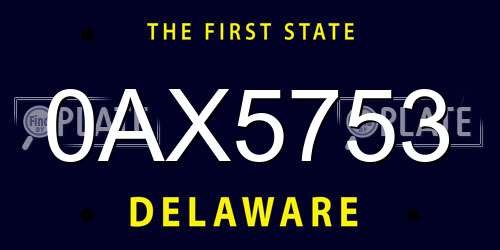 0AX5753 Delaware License Plate