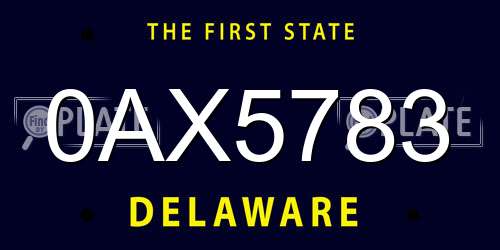 0AX5783 Delaware License Plate