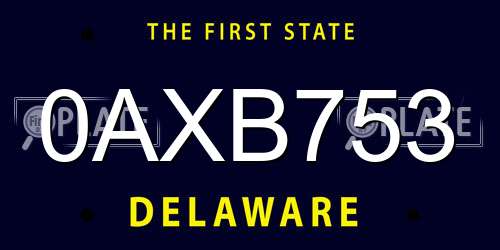 0AXB753 Delaware License Plate