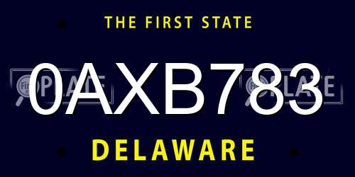 0AXB783 Delaware License Plate