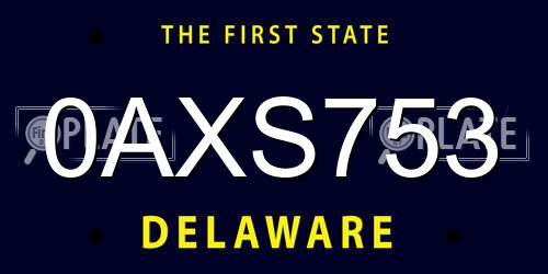 0AXS753 Delaware License Plate